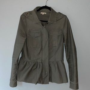 Miami Grey/Green Peplum Demin Jacket, Sz M